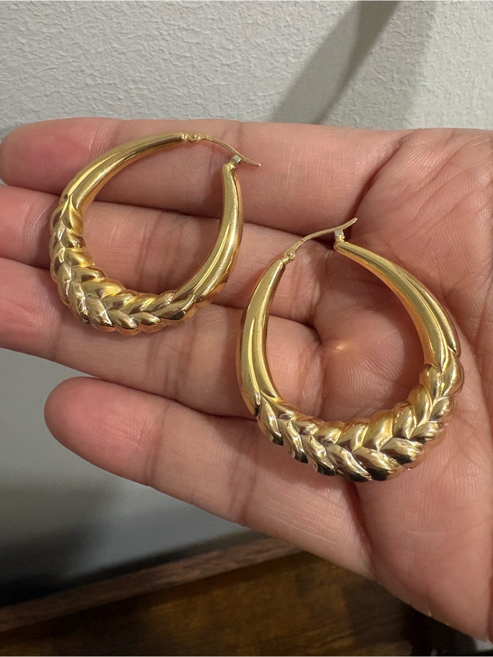 K18 18K 750 Italy Real Gold Oversized Hoop Earrings - Picture 1 of 6